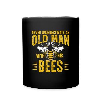 Never underestimate an old man with bees - Full Colour Mug - black - Front