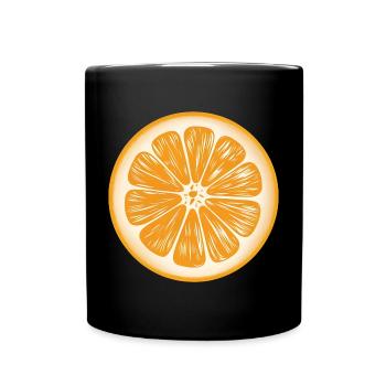 Lustiges Orangenfrucht Geschenk - Tasse einfarbig - Schwarz - Vorne