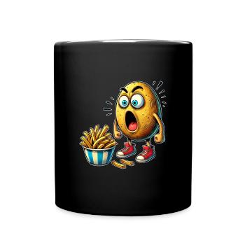 Lustiges Pommes Kartoffel Design - Tasse einfarbig - Schwarz - Vorne