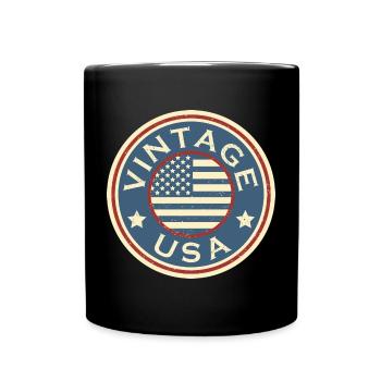 Vintage USA Grunge Style American Flag - Full Colour Mug - black - Front