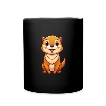 loutre mignon personnage de dessin animé Kawaii Clipart - Mug uni - noir - Devant