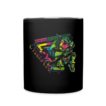 Cyborg Stil Neon Gamer - Tasse einfarbig - Schwarz - Vorne