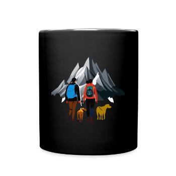 Randonnée et chiens Randonneur en plein air Couple d’animaux de compagnie - Mug uni - noir - Devant