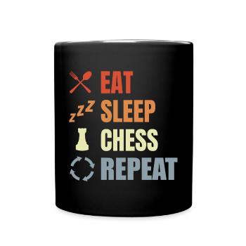 Schachspieler Motivation - Tasse einfarbig - Schwarz - Vorne