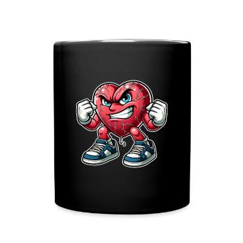 Wütendes Herz Design - Tasse einfarbig - Schwarz - Vorne