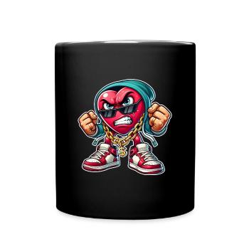 Böses Herz Gangster Design - Tasse einfarbig - Schwarz - Vorne