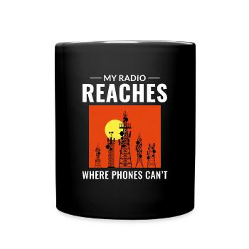 Amateur Ham Radio Operator Radio Waves Frequency - Full Colour Mug - black - Front