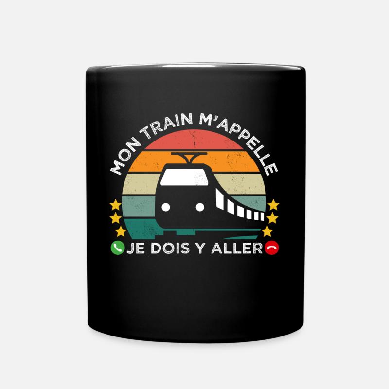 Mon train m' appelle humour cheminot cadeau rétro - Mug uni - noir