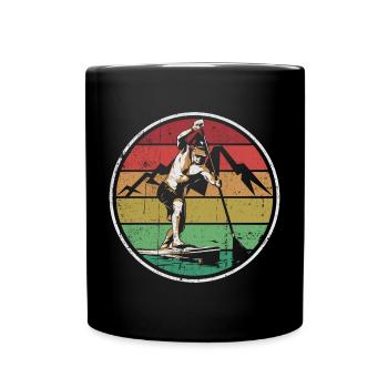 Retro Sunset Wakeboarder Circle - Full Colour Mug - black - Front