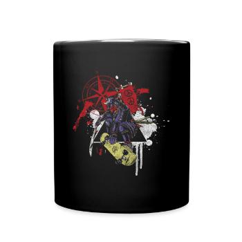 Tattoo Modern Rabe Skull - Tasse einfarbig - Schwarz - Vorne