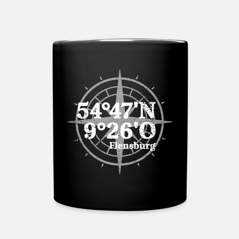 Flensburg Koordinaten Souvenir - Tasse einfarbig - Schwarz