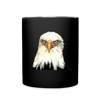 Adlerkopf Illustration mit intensivem Blick - Tasse einfarbig - Schwarz - Vorne