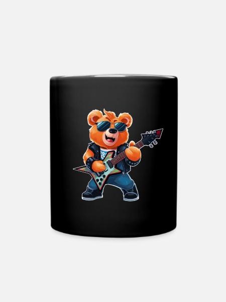 Heavy Metal Teddy Bear Guitariste - Mug uni - noir
