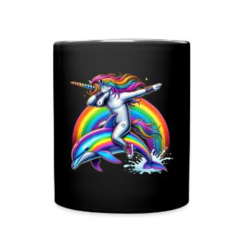 Drôle Dabbing Licorne Fermier Amoureux des animaux Dab - Mug uni - noir - Devant