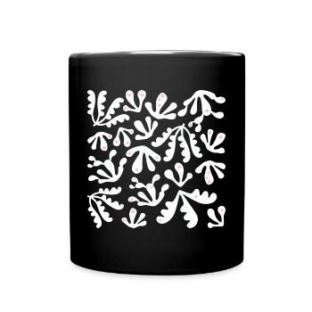 Abstrait Corail L Blanc Rose Pois - Mug uni - noir - Devant