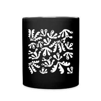Abstrakt Koralle L Weiß - Tasse einfarbig - Schwarz - Vorne