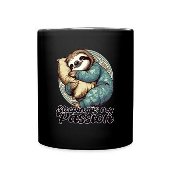 Sloth Sleeping Passion Gift - Full Colour Mug - black - Front