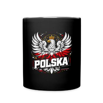 Polen Polska polnisch rot weiß Adler Krone Geschen - Tasse einfarbig - Schwarz - Vorne
