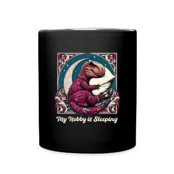 T-Rex Sleeping Hobby Gift - Full Colour Mug - black - Front