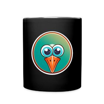 Tête d'oiseau, drôle, fun et vert - Mug uni - noir - Devant