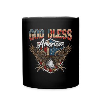 Amerika Flagge Adler Amerikanisch - Tasse einfarbig - Schwarz - Vorne