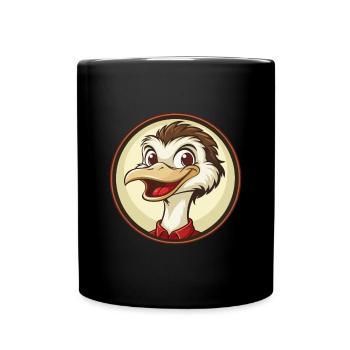 autruche coloré kawaii personnage de dessin animé clipart - Mug uni - noir - Devant