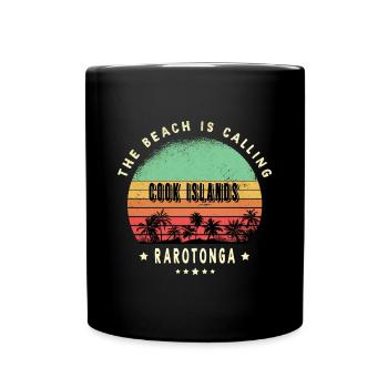 Parotonga Cook Islands beach palm trees - Full Colour Mug - black - Front