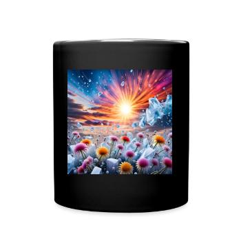 Fleur Coucher de soleil - Mug uni - noir - Devant