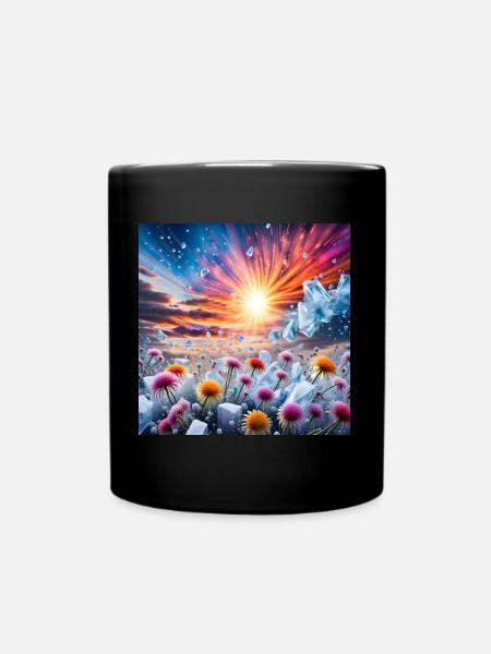 Flower Sunset - Full Colour Mug - black
