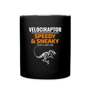 Velociraptor Dinosaur Dino Fossil Hunting - Full Colour Mug - black - Front