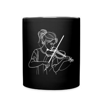 Violinistin Line Art - Tasse einfarbig - Schwarz - Vorne