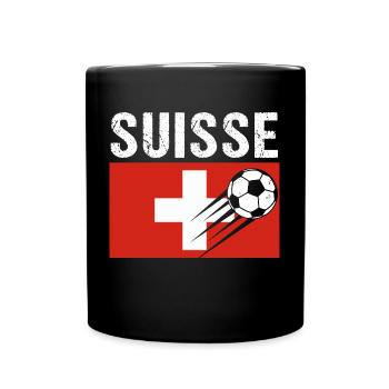 Schweiz Flagge Geschenk Schweizer Fussball Fussball - Tasse einfarbig - Schwarz - Vorne