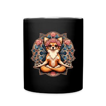 Chihuahua Meditation meditieren Geschenk - Tasse einfarbig - Schwarz - Vorne