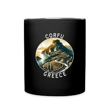 Korfu Griechenland Insel Design - Tasse einfarbig - Schwarz - Vorne