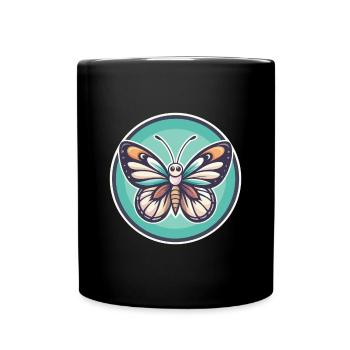 papillon kawaii dessin animé personnage animal visage d’animal - Mug uni - noir - Devant