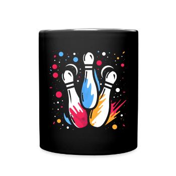 Retro Kegeln - Tasse einfarbig - Schwarz - Vorne