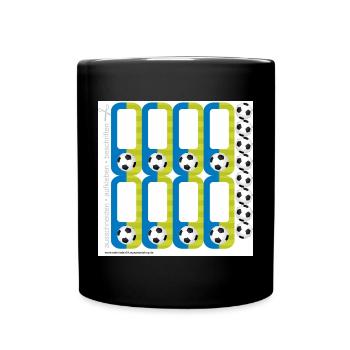 DIY Schulaufkleber Set - Fußball blau grün -16 - Tasse einfarbig - Schwarz - Vorne