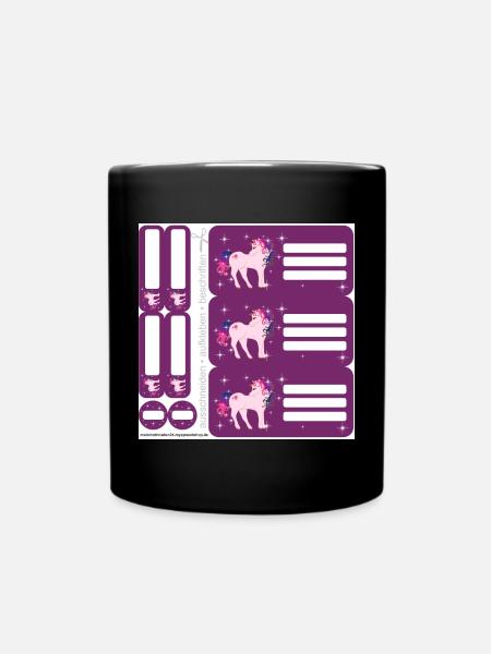 Ensemble d’autocollants d’école DIY - Fantasy Licorne Violet - 9 - Ensfarvet krus - sort