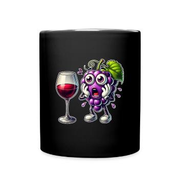 Funny wine grape design - Full Colour Mug - black - Front