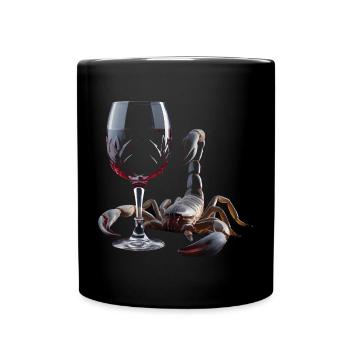 Skorpion Wein - Tasse einfarbig - Schwarz - Vorne