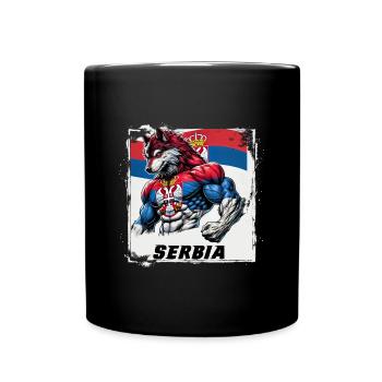 Serbien Wolf Flaggen Design - Tasse einfarbig - Schwarz - Vorne