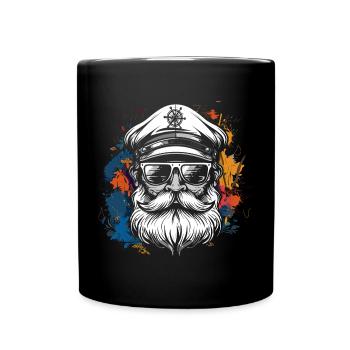 Segeln Kapitän Skizze - Tasse einfarbig - Schwarz - Vorne