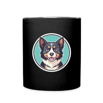 Aidi chien race dessin animé Kawaii Clipart Illustration - Mug uni - noir - Devant