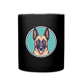 Belge Malinois Chien Race Dessin animé Kawaii Clipart - Mug uni - noir - Devant