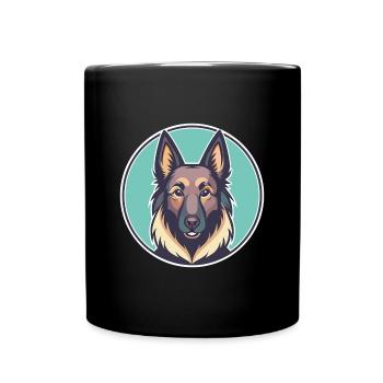 Chien de berger belge Race Chien Dessin animé Kawaii Clipart - Mug uni - noir - Devant
