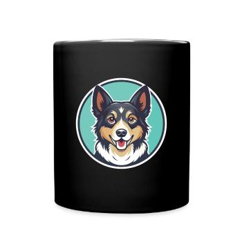 Bac Ha Hunderasse Cartoon Kawaii Clipart Tier Haustier - Tasse einfarbig - Schwarz - Vorne