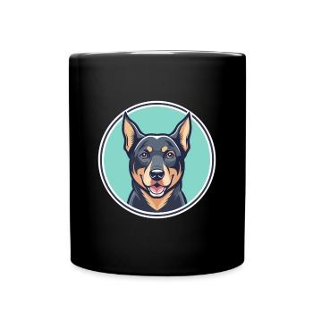Beauceron Hund Rasse Cartoon Kawaii Clipart Tier - Tasse einfarbig - Schwarz - Vorne