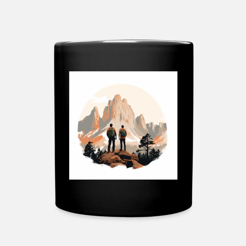 Wanderer vor Alpenlandschaft - Tasse einfarbig - Schwarz