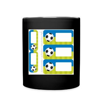 DIY Schulaufkleber Set - Fußball blau grün - 5 - Tasse einfarbig - Schwarz - Vorne