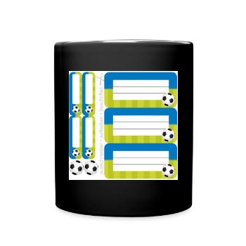 DIY Schulaufkleber Set - Fußball blau grün - 9 - Tasse einfarbig - Schwarz - Vorne